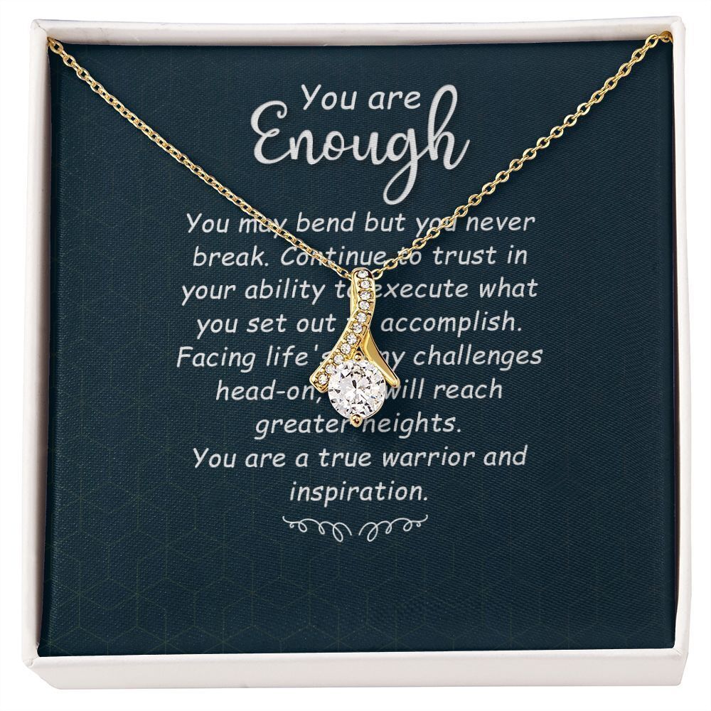 You're Enough Ribbon Necklace Gold Tone Standard Box
